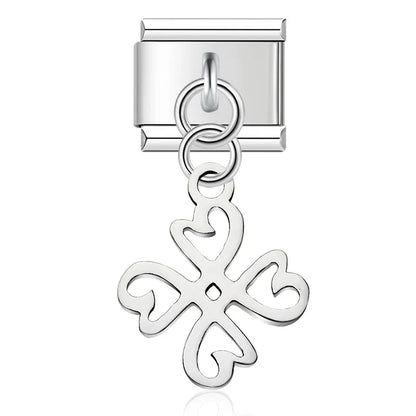 Clover silver cutout Italian charm, by Charmtastic