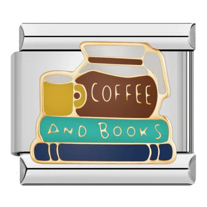 Coffee & Book Charm – Italian charm bracelet charm, design 2 of 6, by Charmtastic