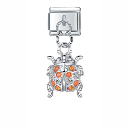 Orange beetles dangle Italian charm, by Charmtastic