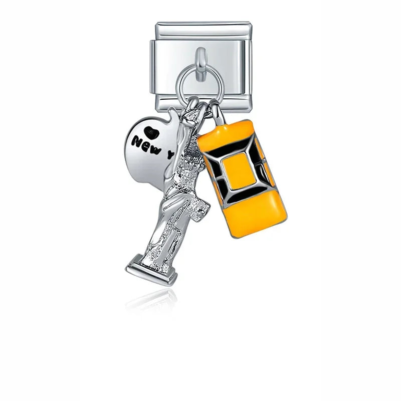 Astronaut with taxi dangle Italian charm, by Charmtastic