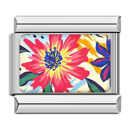 Colorful Flower Pattern Charms – Italian charm bracelet charm, design 2 of 6, by Charmtastic