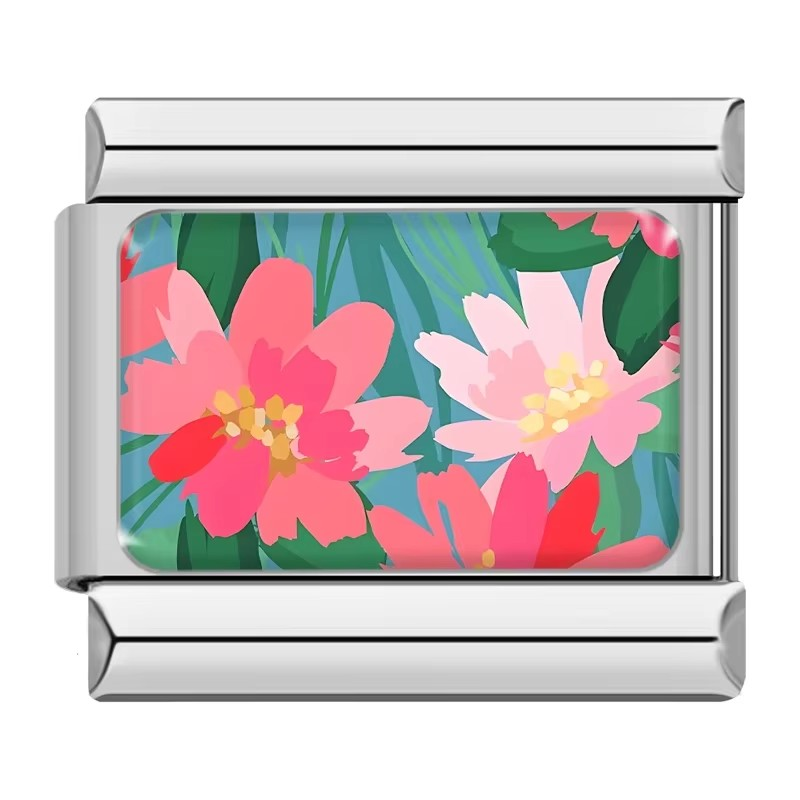 Colorful Flower Pattern Charms – Italian charm bracelet charm, design 5 of 6, by Charmtastic