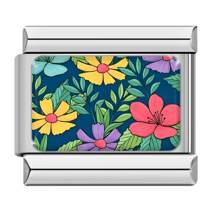 Colorful Flower Pattern Charms – Italian charm bracelet charm, design 6 of 6, by Charmtastic