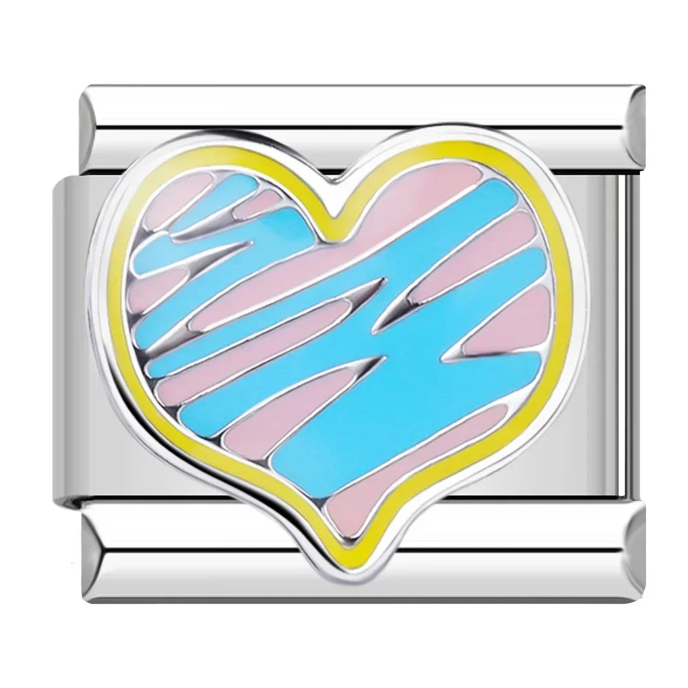 Colorful Hearts & Stars Italian Charms – Italian charm bracelet charm, design 5 of 6, by Charmtastic