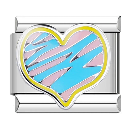 Colorful Hearts & Stars Italian Charms – Italian charm bracelet charm, design 5 of 6, by Charmtastic