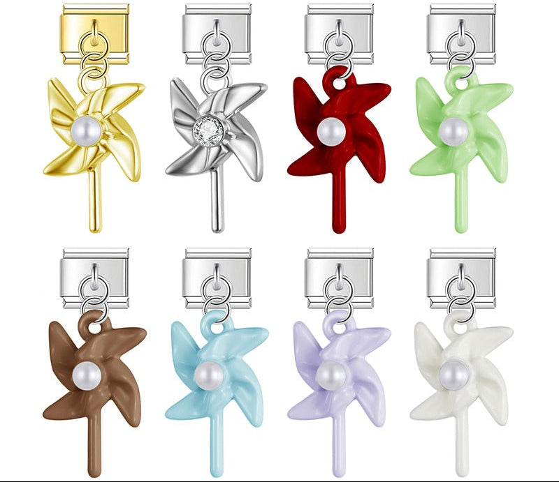 Set of colorful pinwheel-shaped 