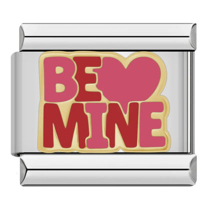 Colors Be Mine Love Earth Charms – Be Mine text with heart in red and pink enamel charm, Italian charm bracelet charm by Charmtastic