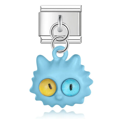 Blue fluffy cat glaze Italian charm, by Charmtastic