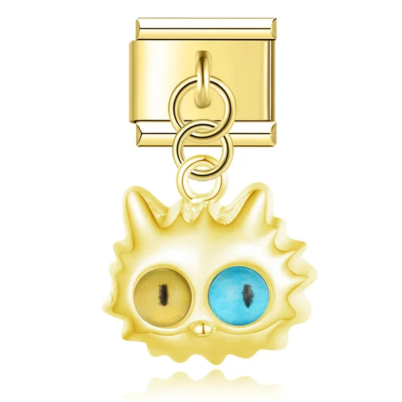 Gold fluffy cat glaze Italian charm, by Charmtastic