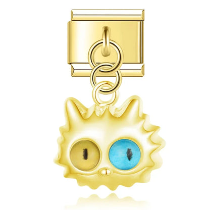 Gold fluffy cat glaze Italian charm, by Charmtastic