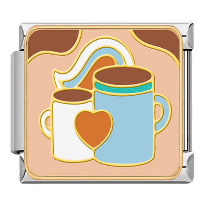 Cozy Cafe & Sweets Charms Food coffee hamburger – coffee mugs with heart charm, Italian charm bracelet charm by Charmtastic