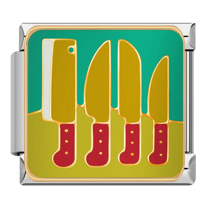 Cozy cooking themed charms – chef's knives charm, Italian charm bracelet charm by Charmtastic