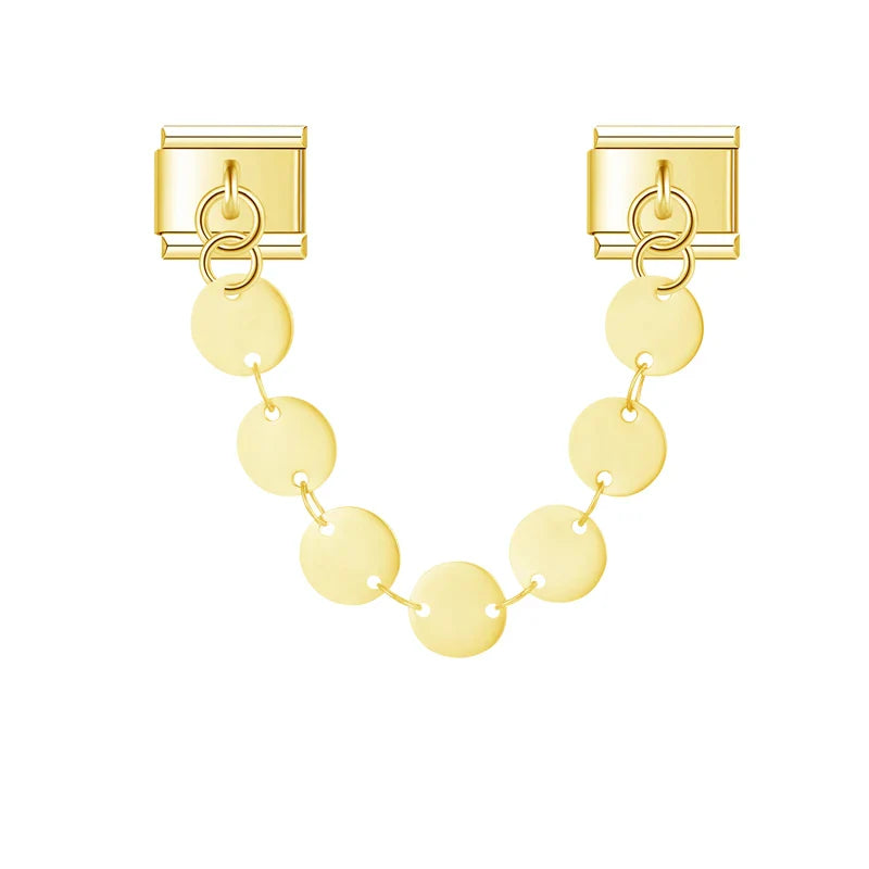 Gold round pendant chain link Italian charm, by Charmtastic