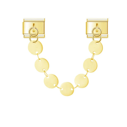 Gold round pendant chain link Italian charm, by Charmtastic