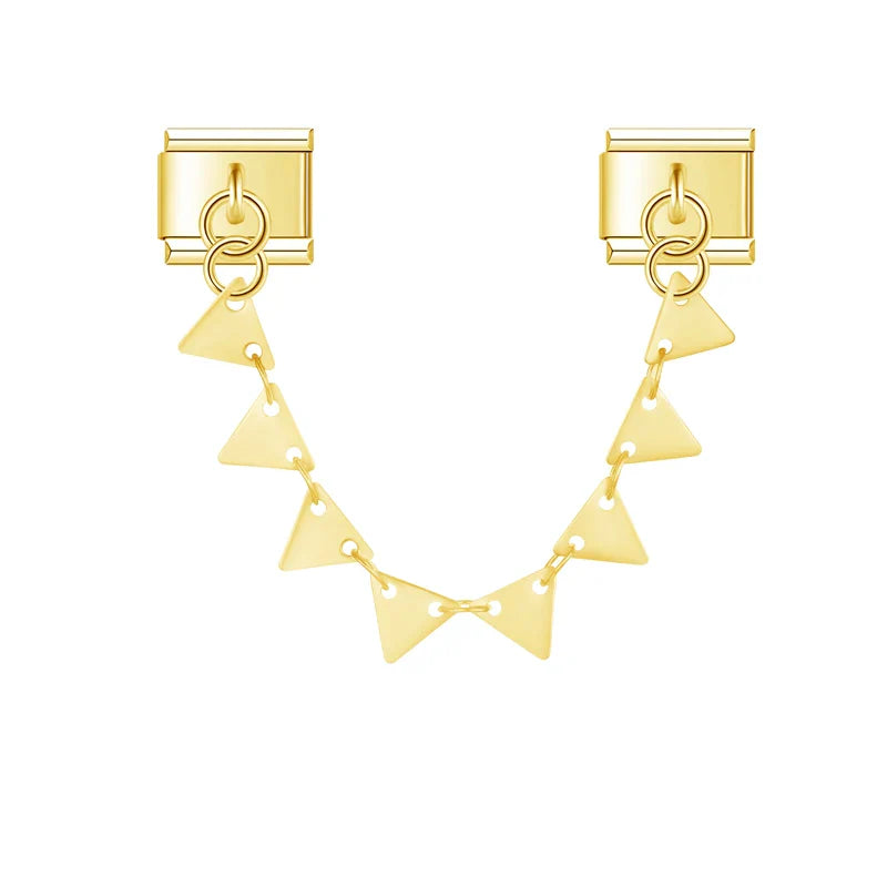 Gold triangle pendant chain link Italian charm, by Charmtastic