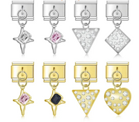 Geometric Crystal Star & Shape Dangle Charm in Silver & Gold