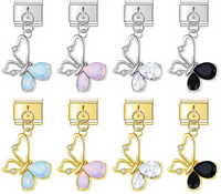 The Crystal Teardrop Butterfly Dangle Charm in Silver & Gold
