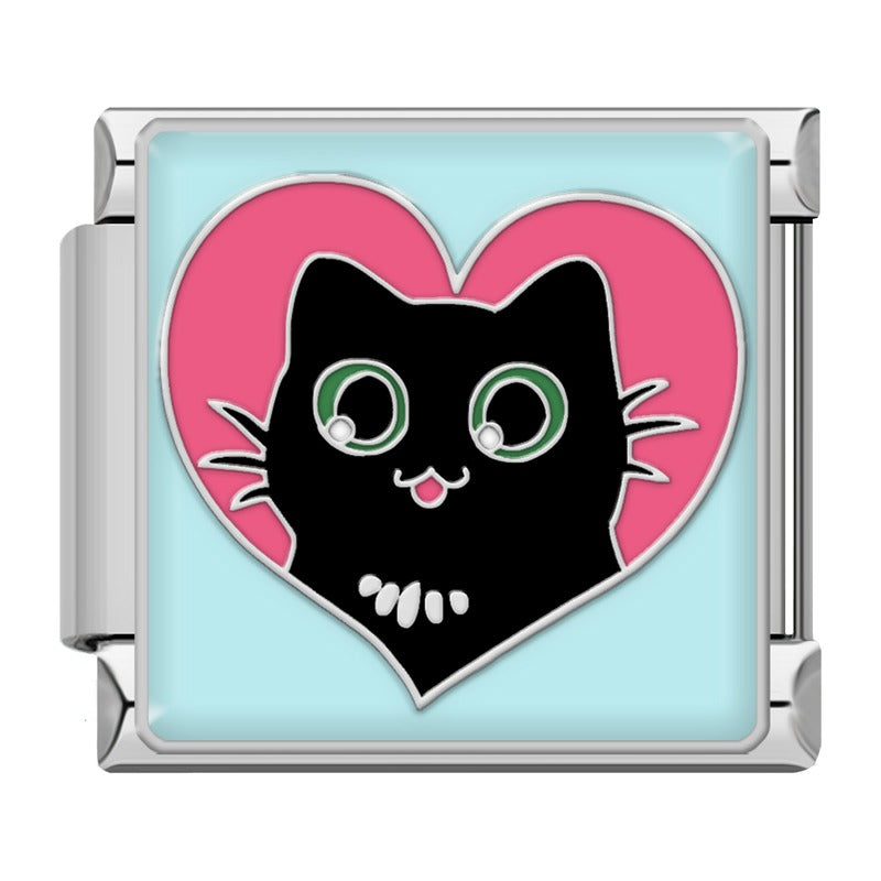 Cute Cat & Dog Charm – Pink & Blue – Italian charm bracelet charm, design 2 of 6, by Charmtastic