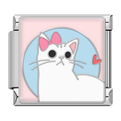 Cute Cat & Dog Charm – Pink & Blue – Italian charm bracelet charm, design 3 of 6, by Charmtastic