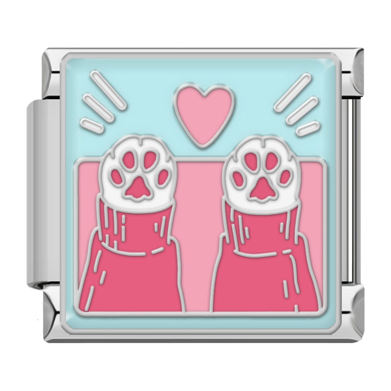 Cute Cat & Dog Charm – Pink & Blue – Italian charm bracelet charm, design 6 of 6, by Charmtastic