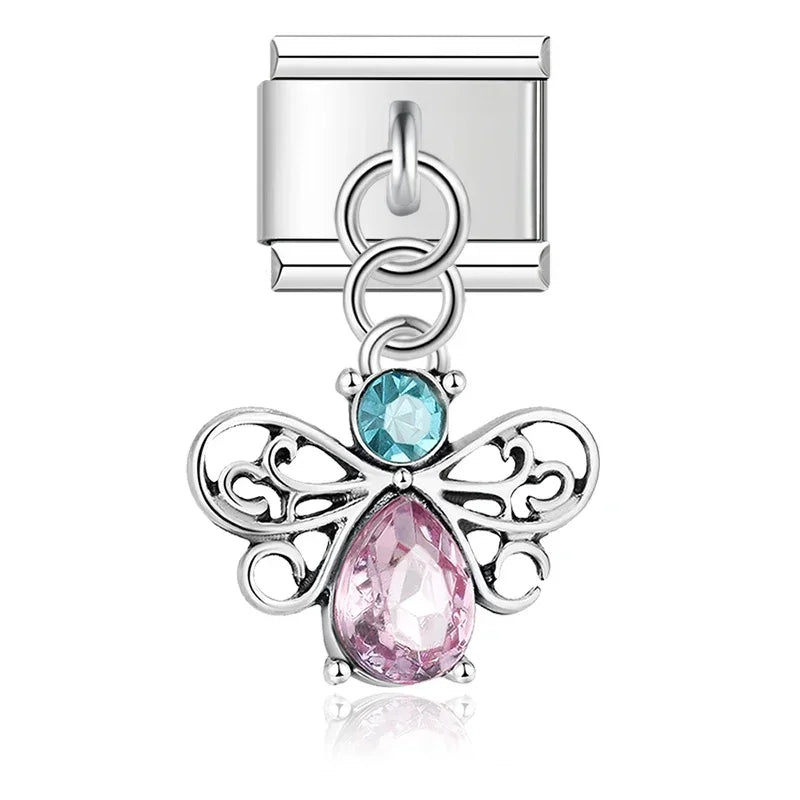 Cute Dragonfly Unicorn Owl Butterfly charms – butterfly angel wing charm, Italian charm bracelet charm by Charmtastic