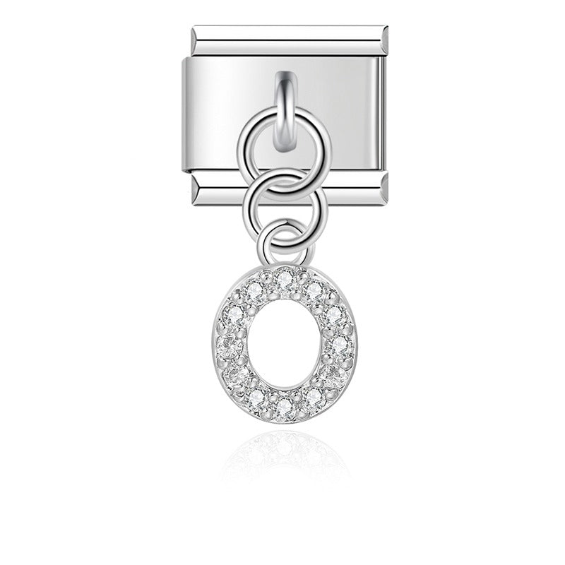 Gold / Silver Letters Charms – individual letter O charm with CZ pave in silver, Italian charm bracelet charm by Charmtastic