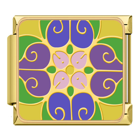 Colorful Flower Totem Bohemian Tile & Historic Genius Charms