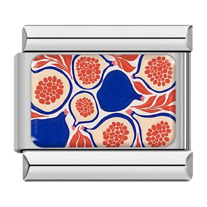 Vibrant Fruit Pattern Italian Charms — Bold Full-Surface Fruit Print Bracelet Links