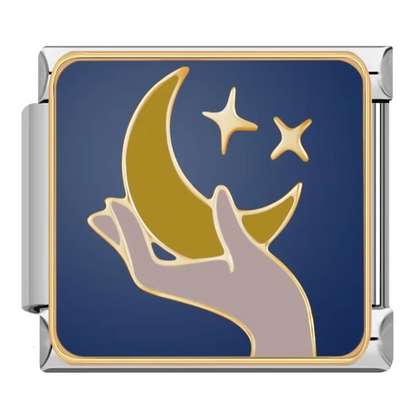 Dream, Star & Moon Italian Charms — Celestial Night Sky Bracelet Links