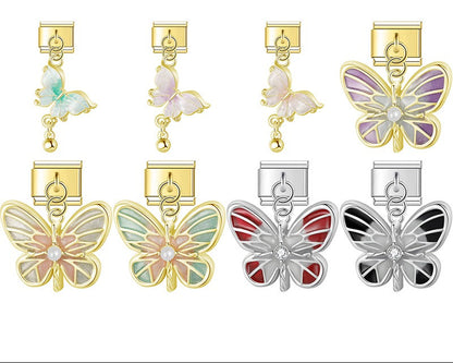 The Colourful Butterfly Dangle Charm in Gold