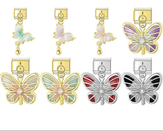 colorful butterfly dangle charms in gold