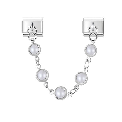 Evil Eye, Dove of Peace & Snake Rope Safety Chain Links — Silver Italian Charm Safety Chains