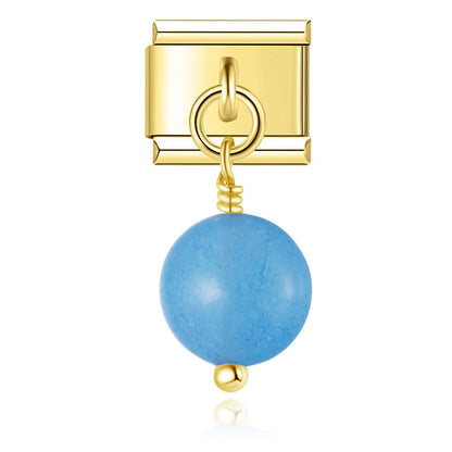 Oblate Coloured Bead Charms in Gold