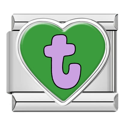 Colourful Heart Letter Initial Italian Charms a–z — Lowercase Alphabet Heart Bracelet Links