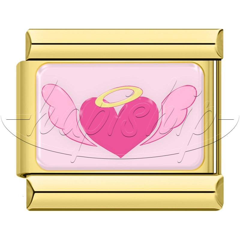 Golden Pink Love Heart Eye Angels GTZ064