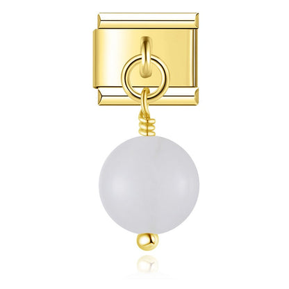 Oblate Coloured Bead Charms in Gold
