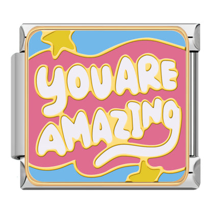 Pop Art Affirmation Italian Charms — Star, Like, Do It, Happy, Level Up, You Are Amazing & More