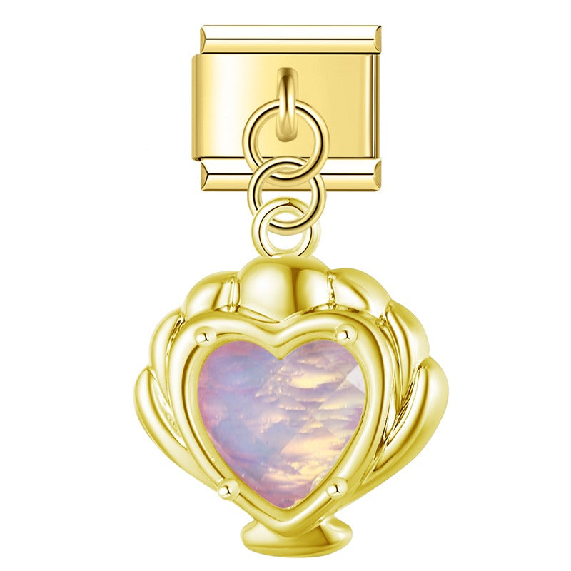 Mermaid’s Treasure Shell & Opalescent Heart Dangle Charm