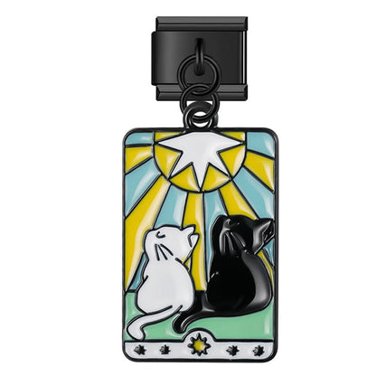 The Mystical Tarot & Celestial Cat Dangle Charm in Black