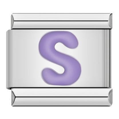 Purple Letter Initial Italian Charms A–Z — Lilac Alphabet Personalised Bracelet Links