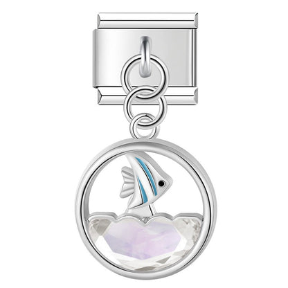 The Crystal Wave & Sea Life Dangle Charm in Silver & Gold