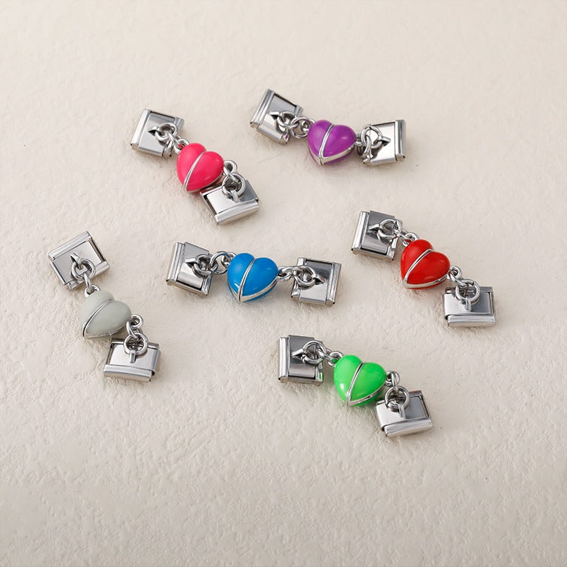 Magnetic Connection Split-Heart Italian Charm