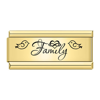Golden Double Word Italian Charms — Love, Dream, Family, Daughter & Princess Bracelet Links