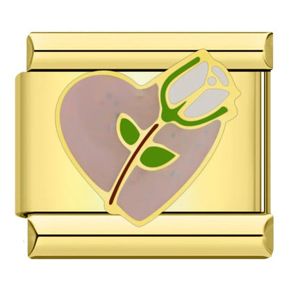 Special Gold Italian Charms — Rose Gold Flower, Mom Script, Guitar & Phone Designs