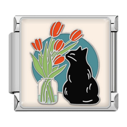 Cute Cat & Dog Italian Charms — Pink & Blue Pet-Themed Bracelet Links