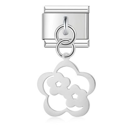 The Delicate Cut-Out Heart & Floral Silhouette Dangle Charm