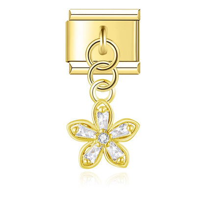 Elegant Diamond Starfish Star Flower charms in gold