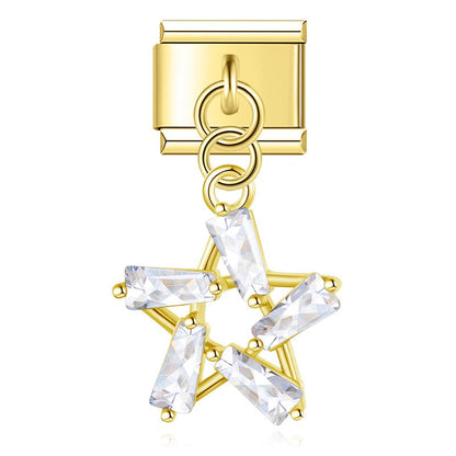 Elegant Diamond Starfish Star Flower charms in gold
