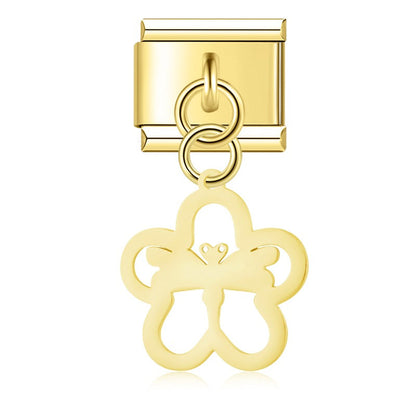 The Delicate Cut-Out Heart & Floral Silhouette Dangle Charm