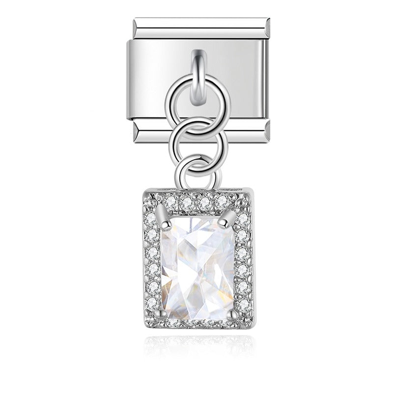 Diamond silver themed dangle charms